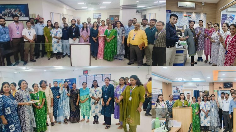 महिला वर्ल्ड कप की जीत एसबीआई महिला कर्मचारियों ने मनाया जश्न, स्टाफ के साथ ग्राहकों को खिलाई मिठाई